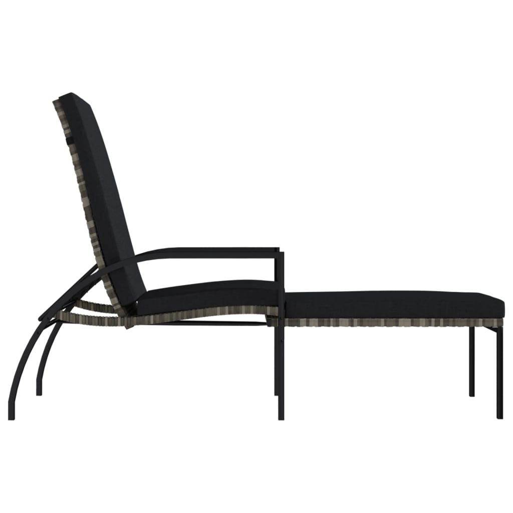 Sun loungers with footrests 2 pcs PE rattan grey