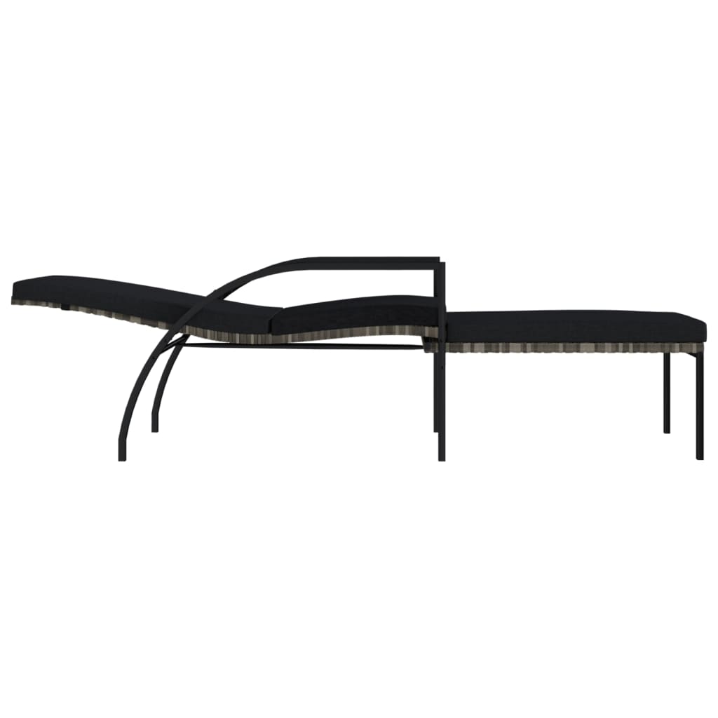 Sun loungers with footrests 2 pcs PE rattan grey