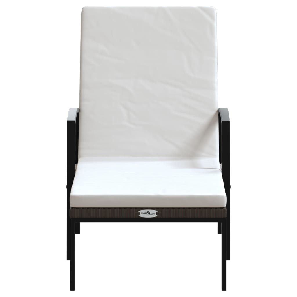 Sun loungers with table 2 pcs PE rattan brown