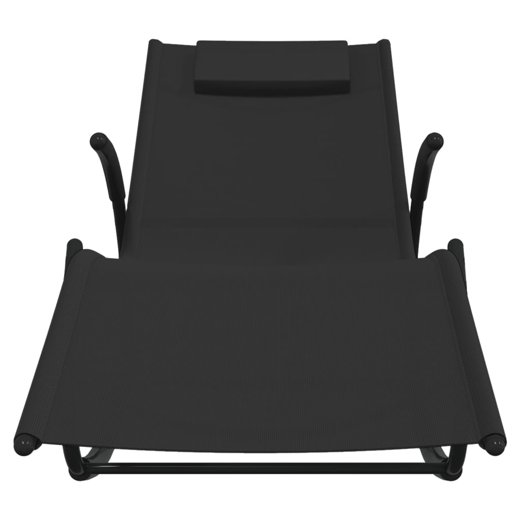 Steel and black textilene rocking lounger