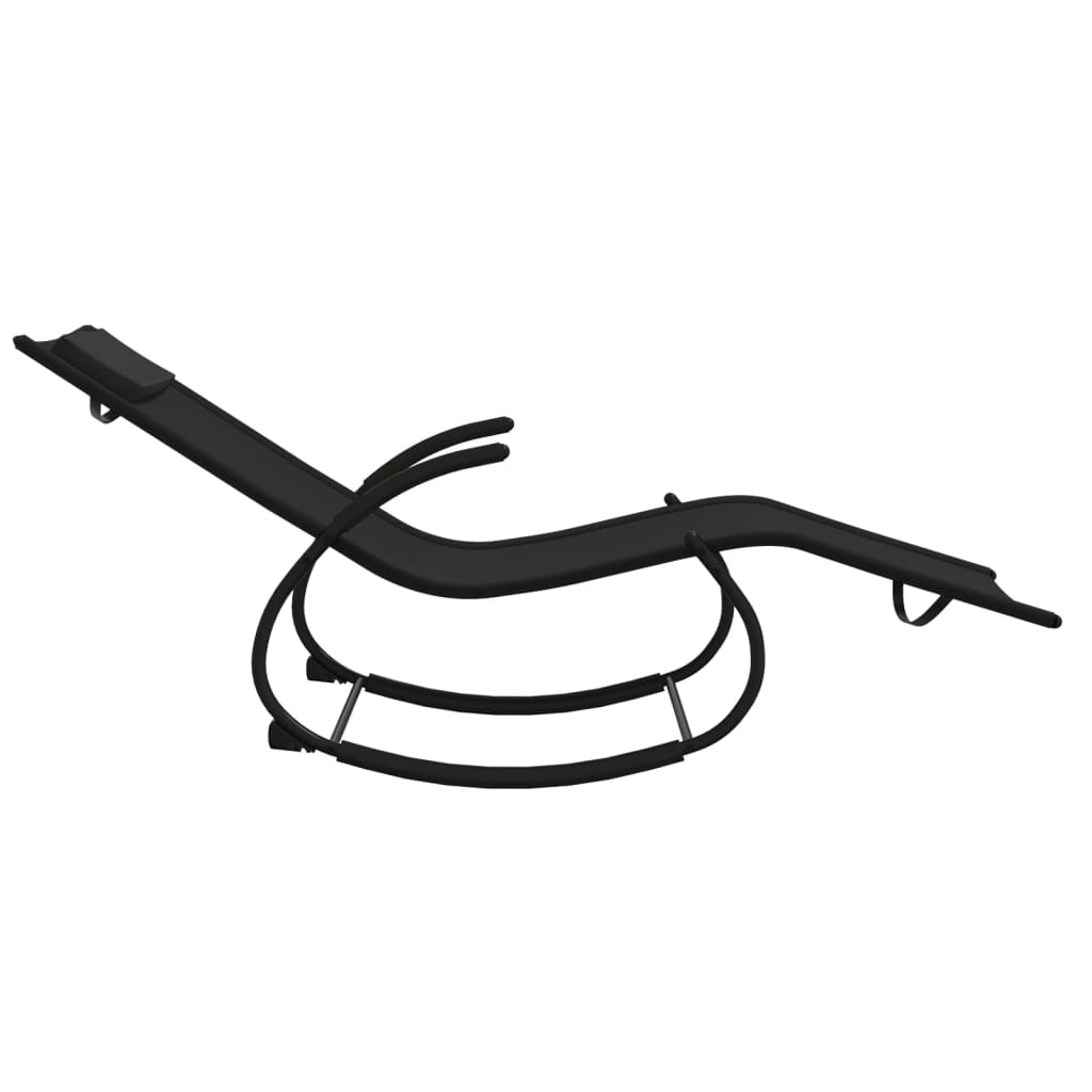 Steel and black textilene rocking lounger