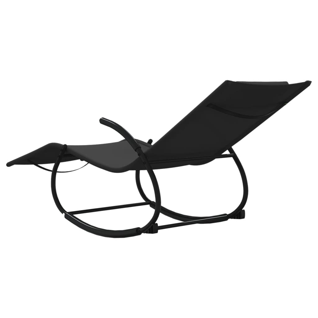 Steel and black textilene rocking lounger