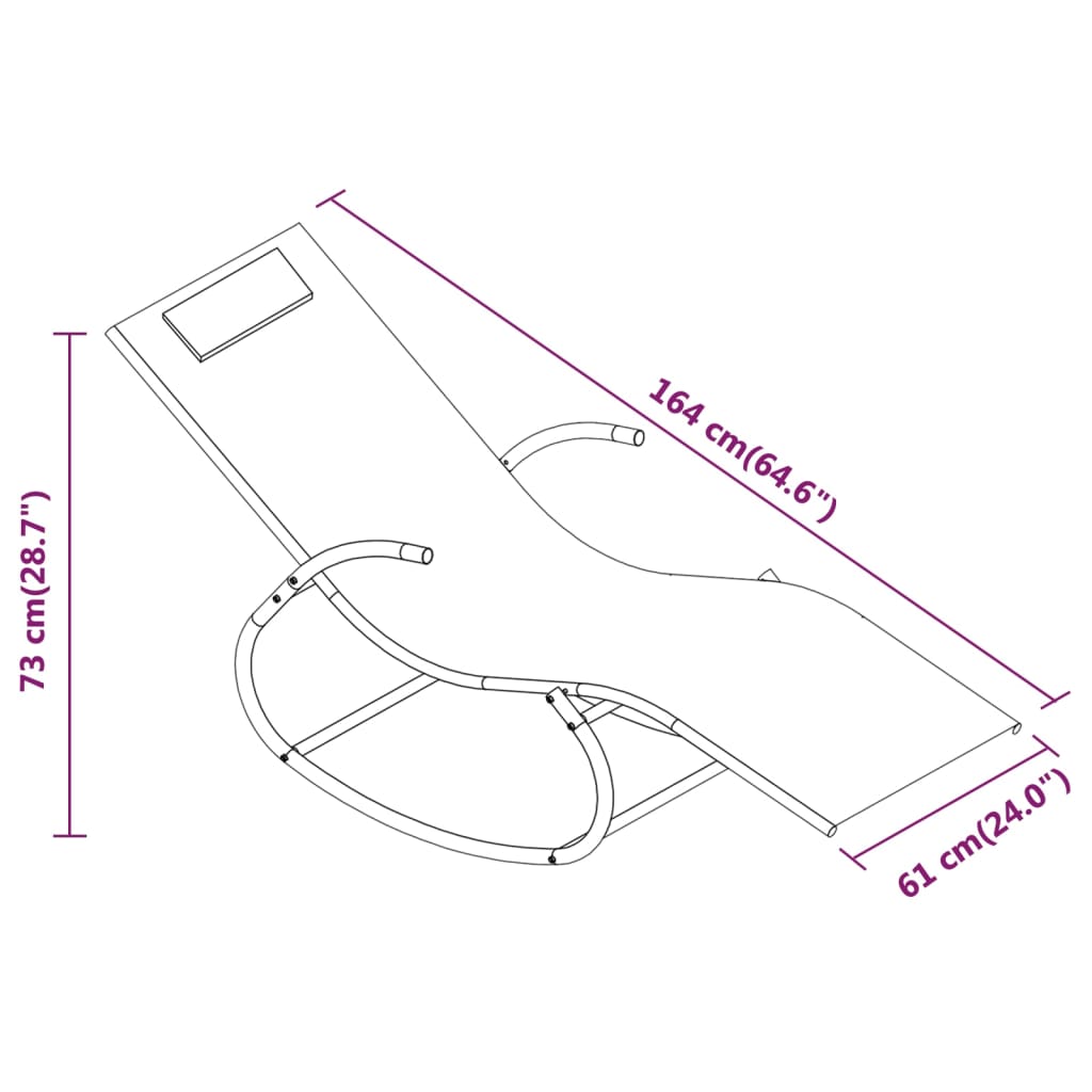 Steel and grey textilene rocking lounger