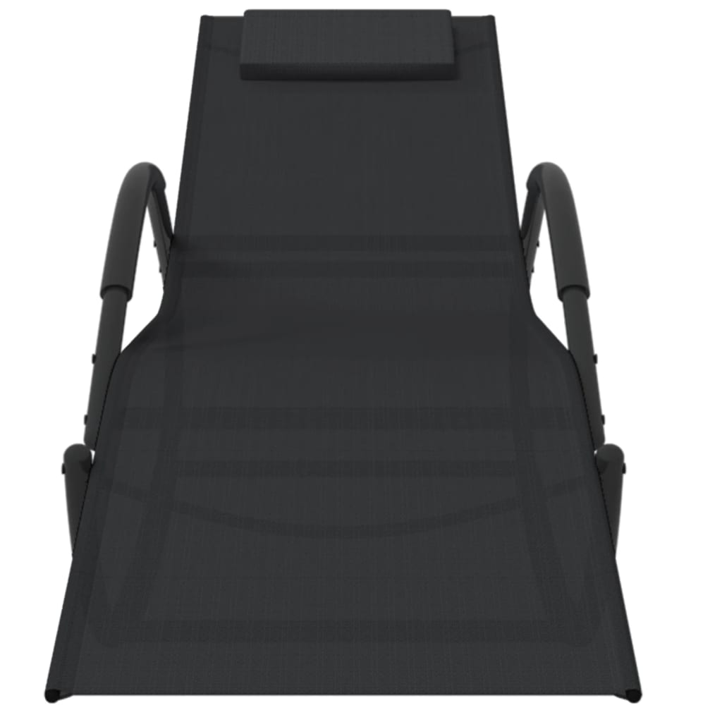 Steel and black textilene rocking lounger