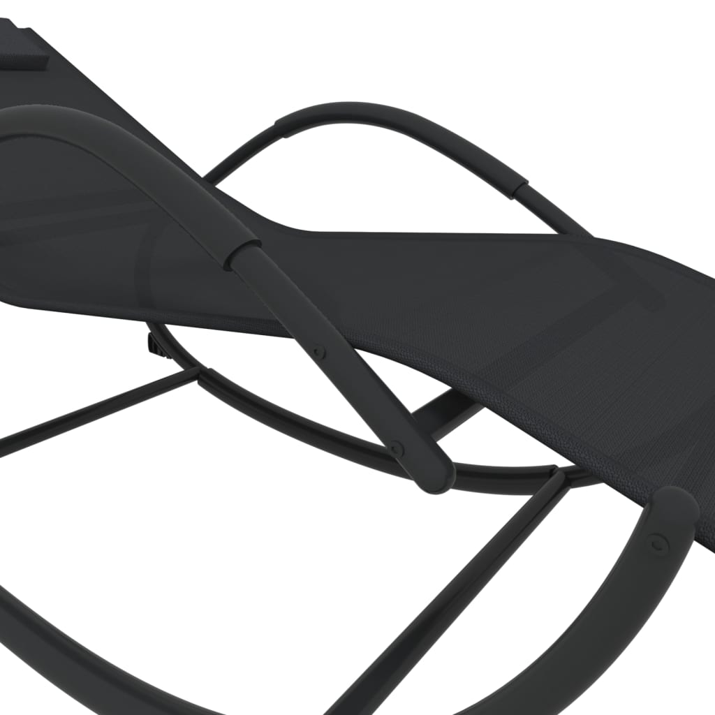 Steel and black textilene rocking lounger