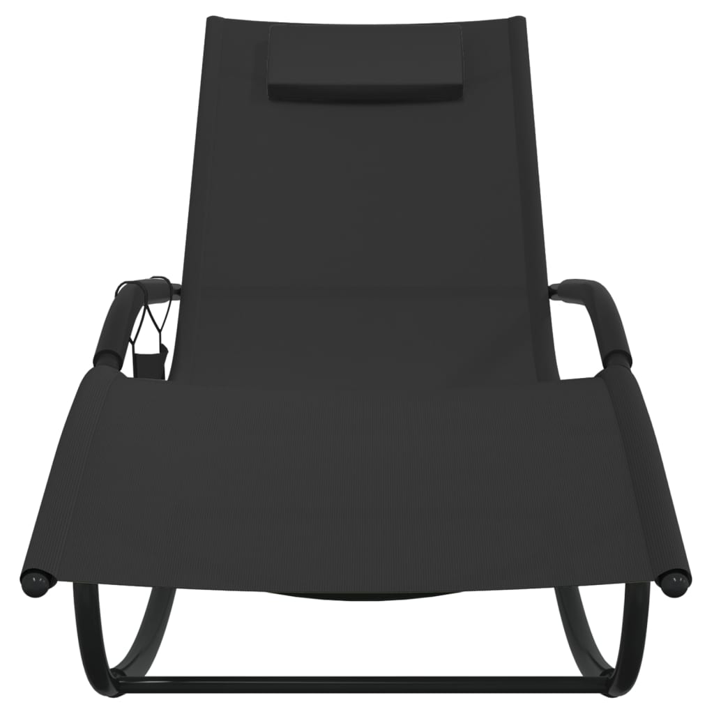 Steel and black textilene rocking lounger