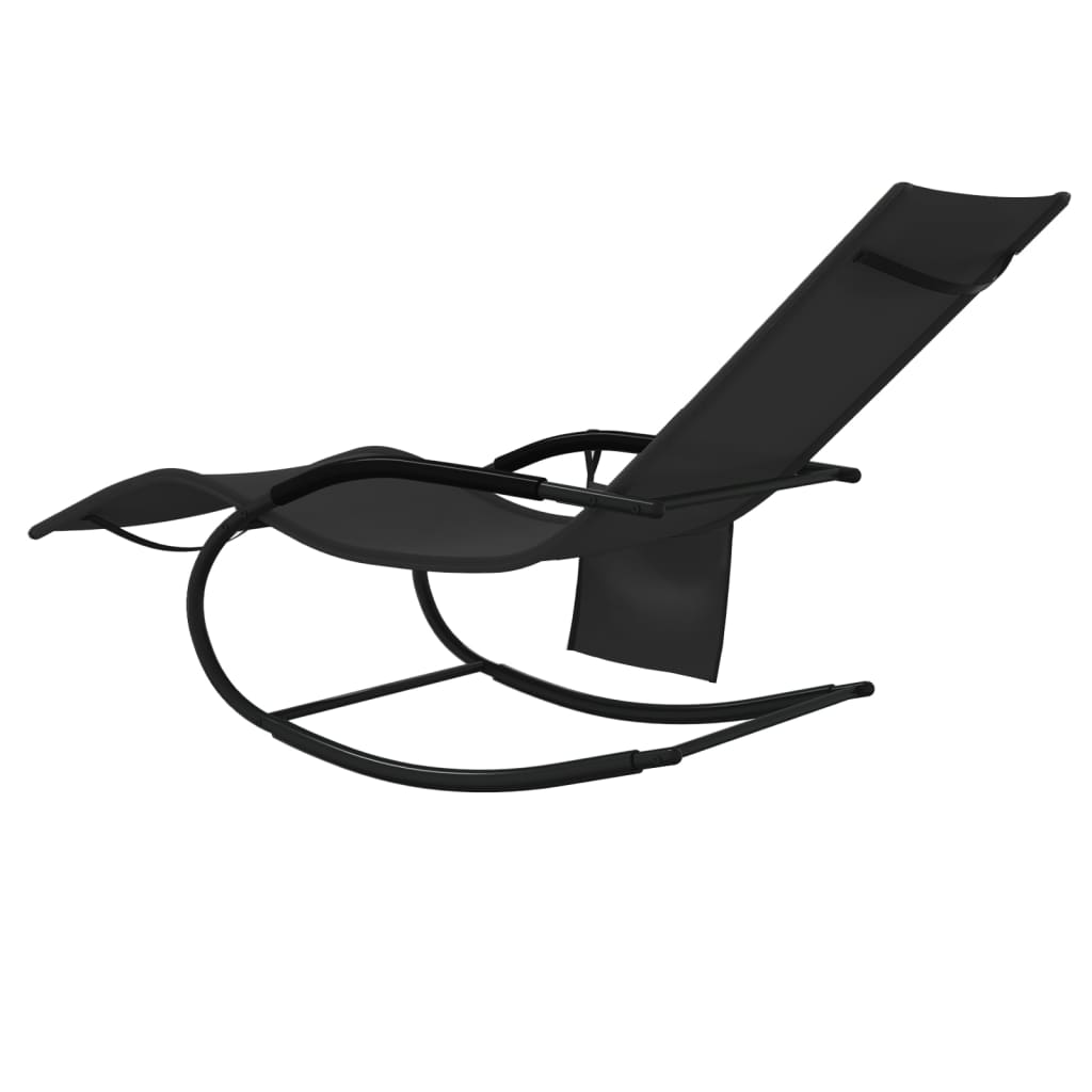Steel and black textilene rocking lounger