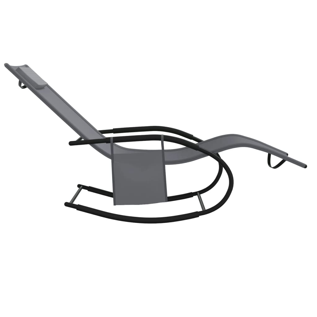 Steel and grey textilene rocking lounger