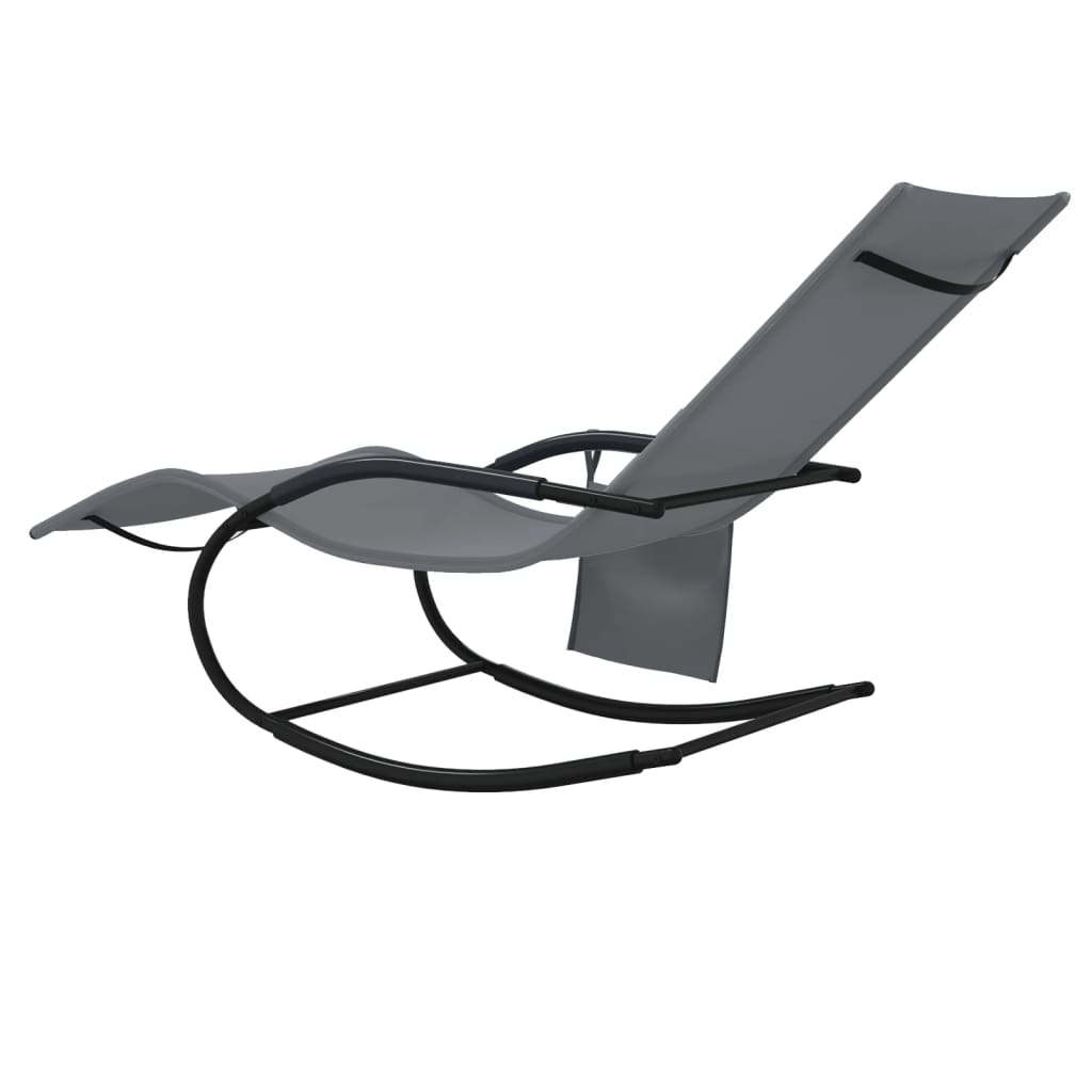 Steel and grey textilene rocking lounger