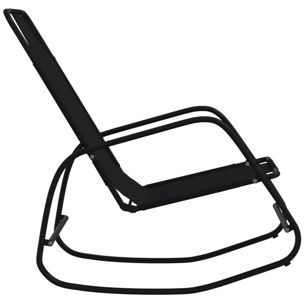Steel and black textilene rocking lounger