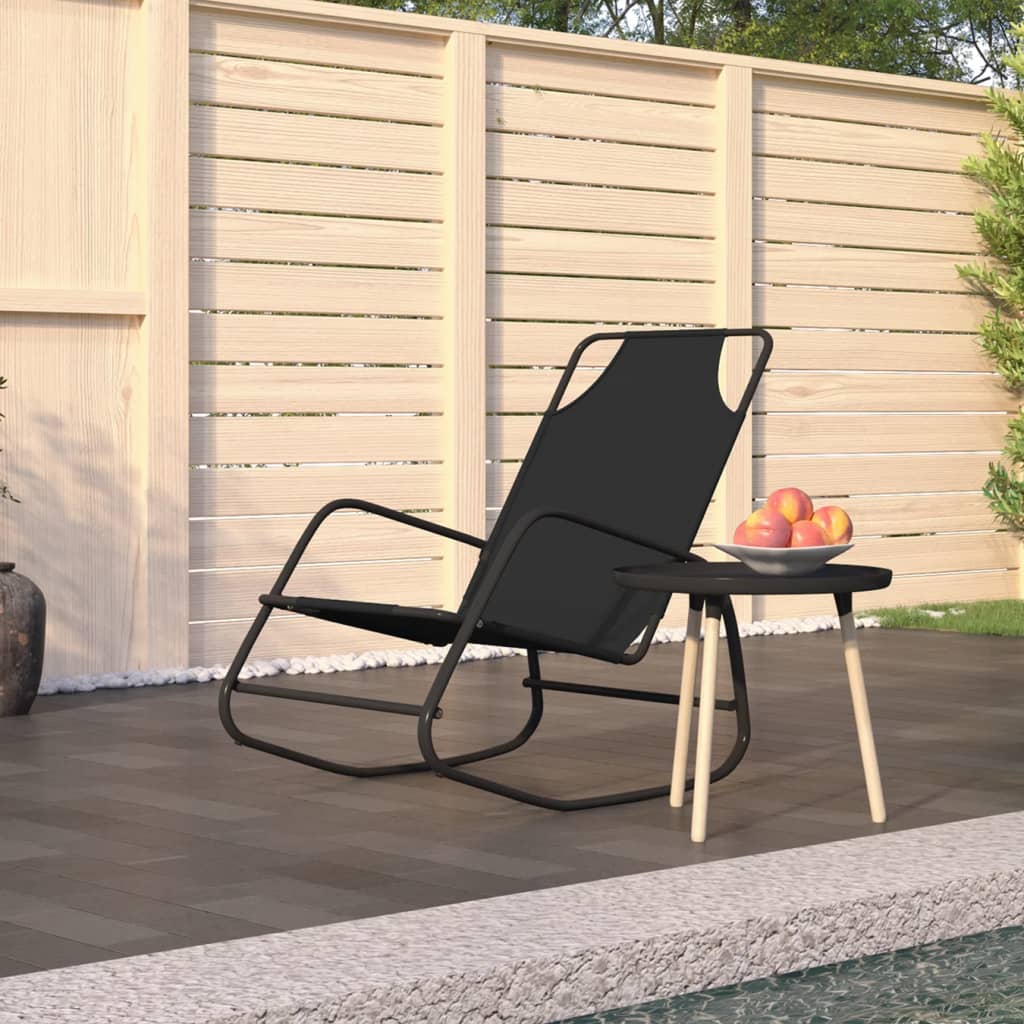 Steel and black textilene rocking lounger