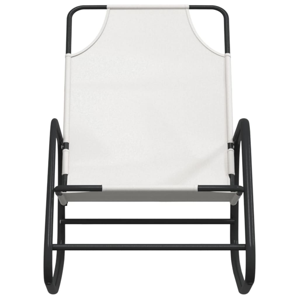 Steel and textilene swinging sun lounger in cream colour