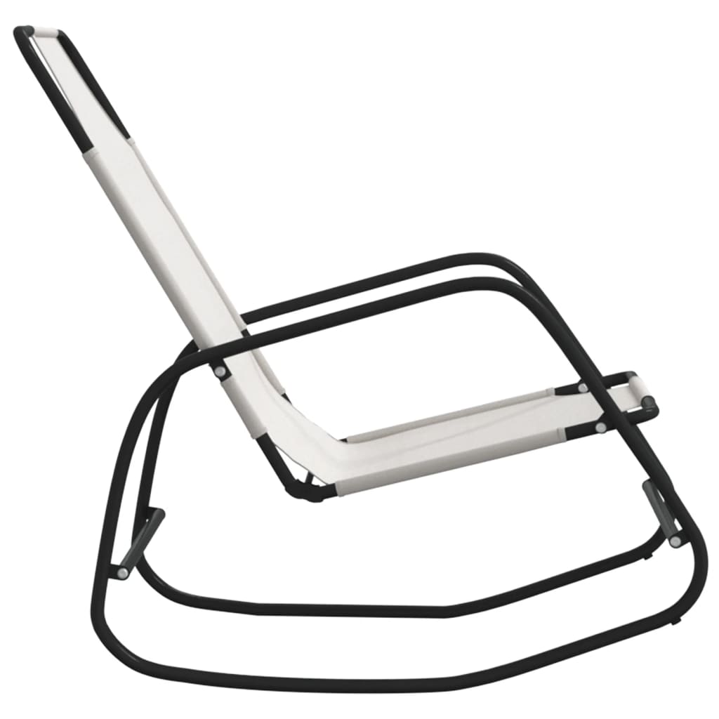 Steel and textilene swinging sun lounger in cream colour