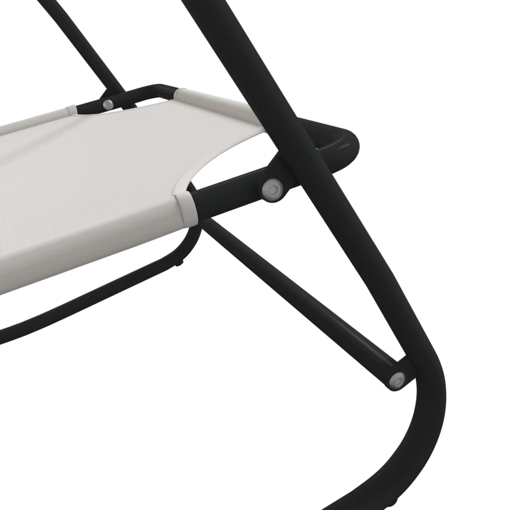 Steel and textilene swinging sun lounger in cream colour