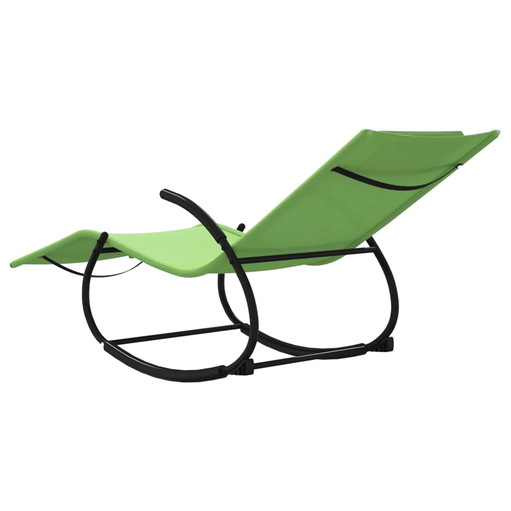 Rocking sun loungers 2 pcs steel and green textilene