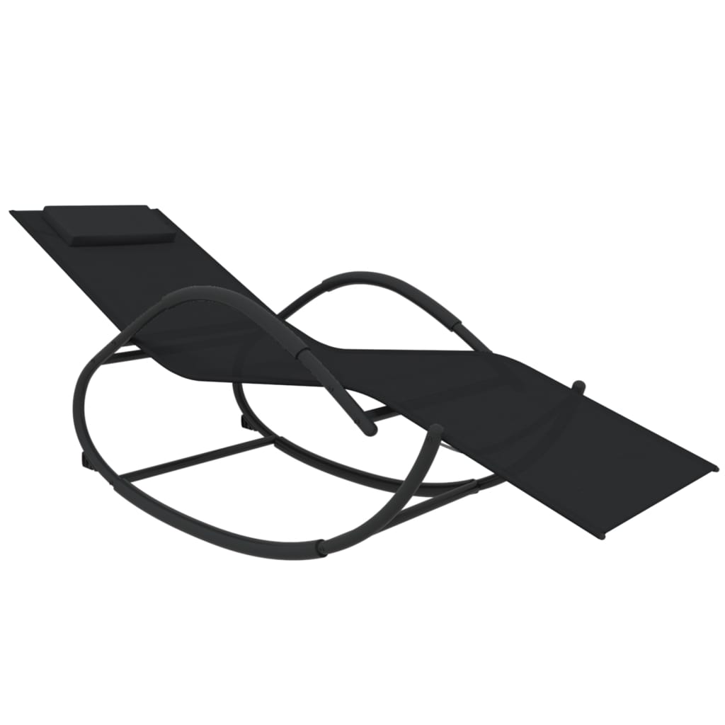 Rocking sun loungers 2 pcs steel and black textilene