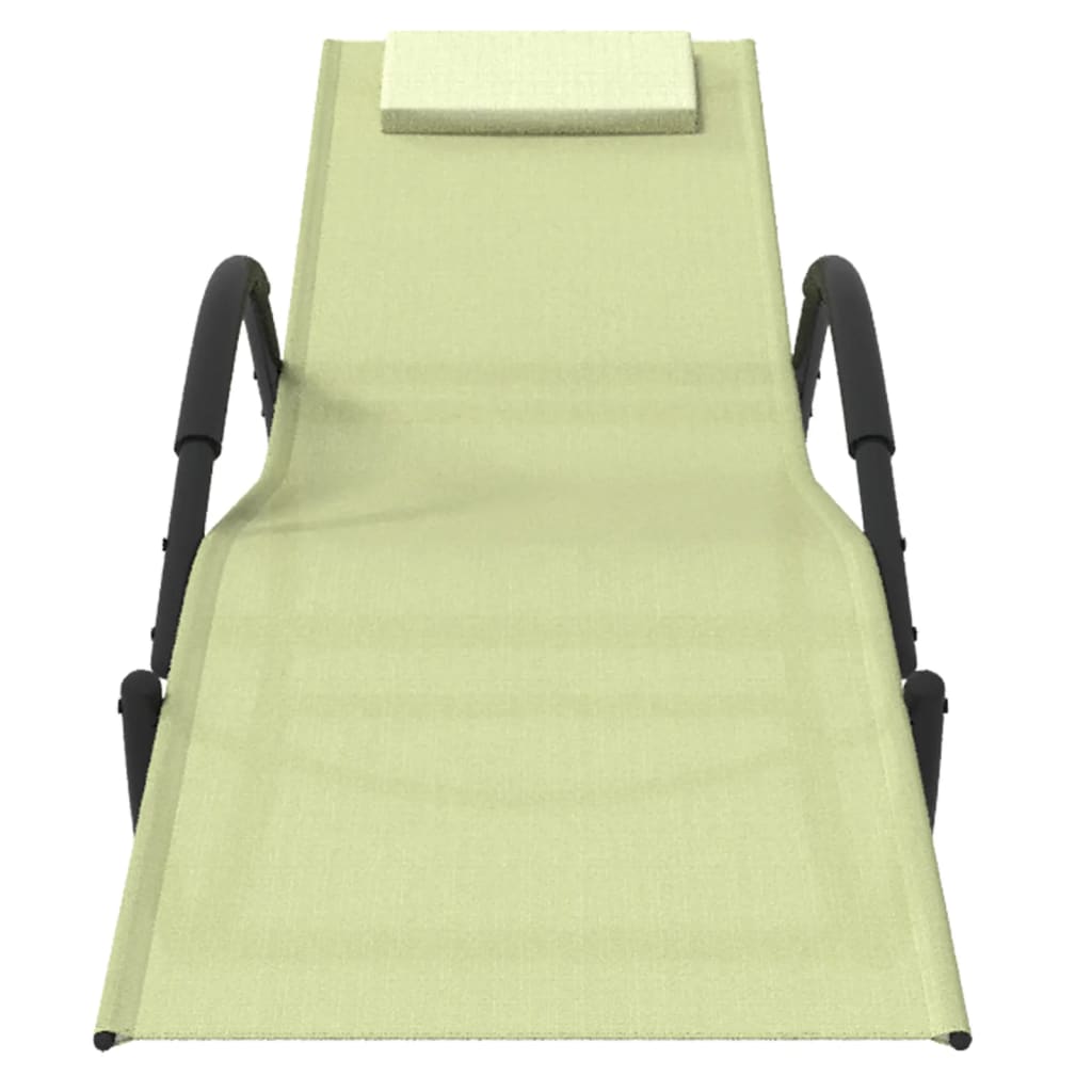 2 pcs steel and textilene swing lounger cream color