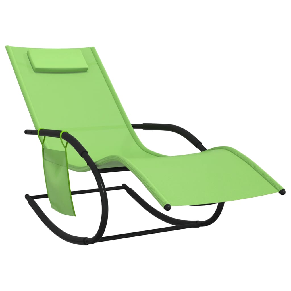 Rocking sun loungers 2 pcs steel and green textilene