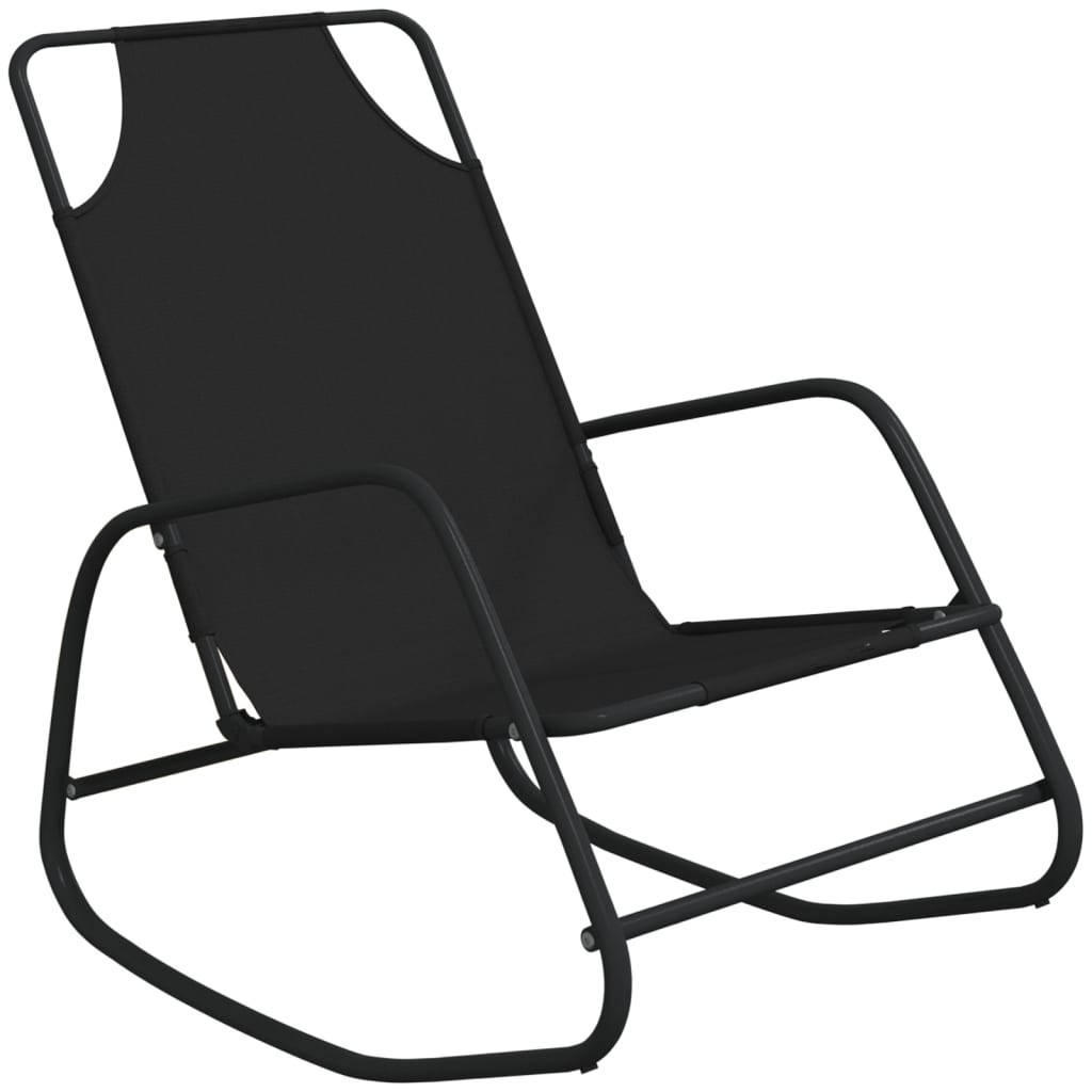 Rocking sun loungers 2 pcs steel and black textilene