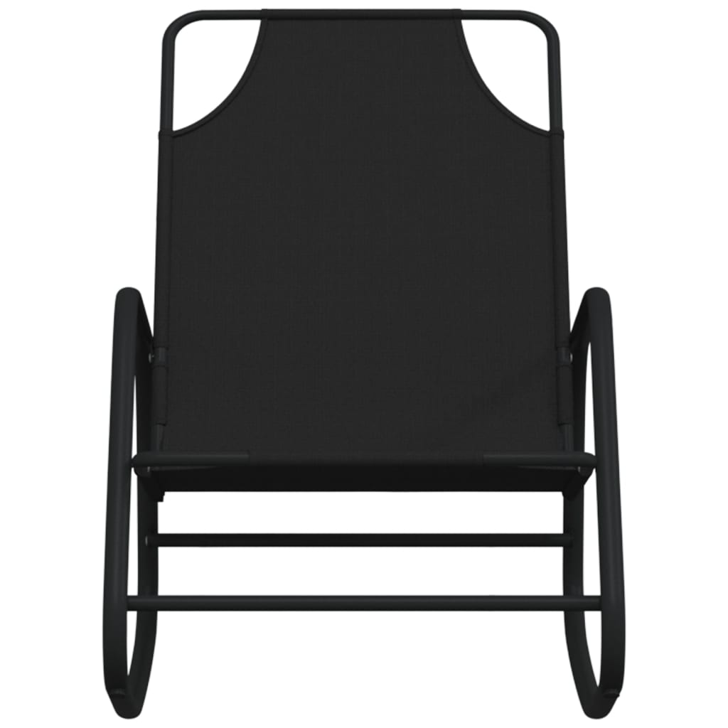 Rocking sun loungers 2 pcs steel and black textilene