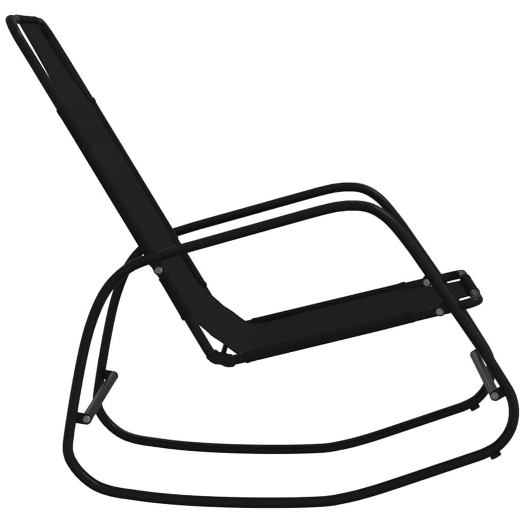 Rocking sun loungers 2 pcs steel and black textilene