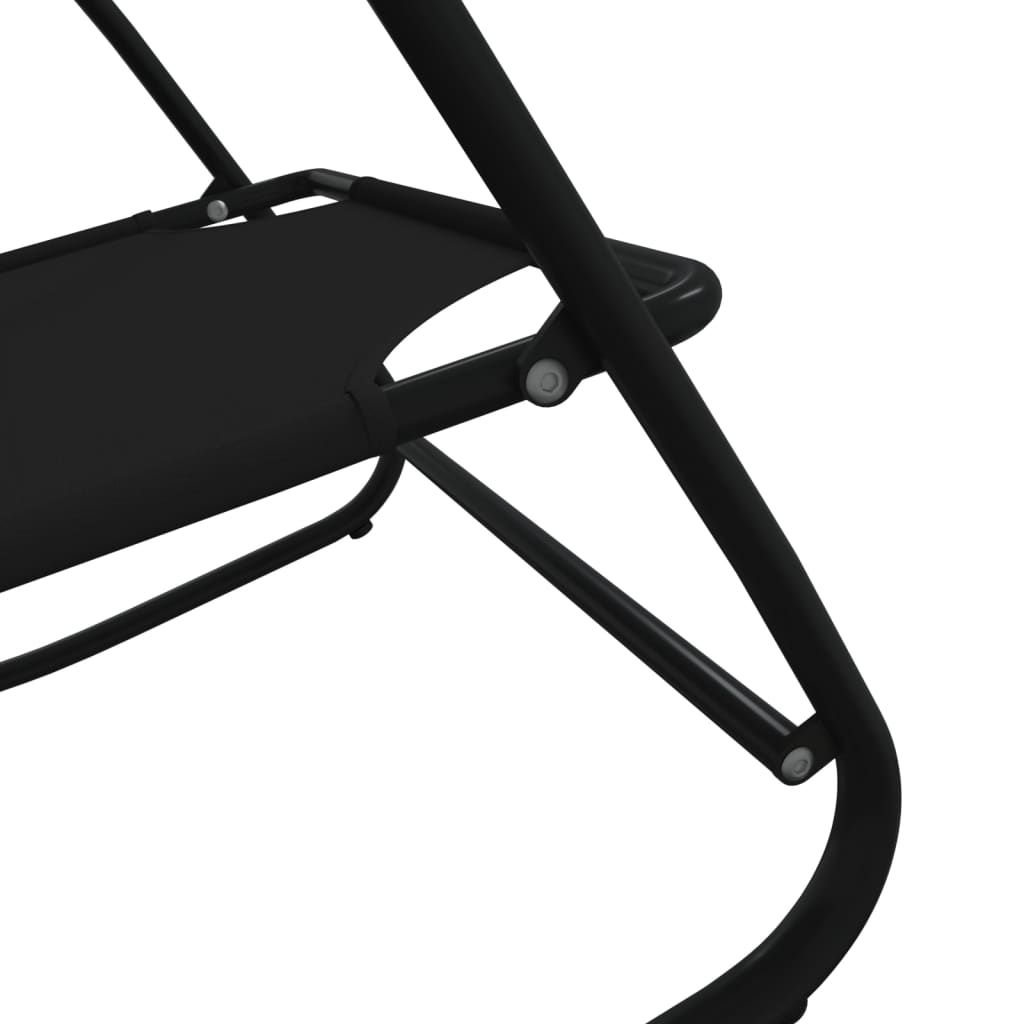 Rocking sun loungers 2 pcs steel and black textilene