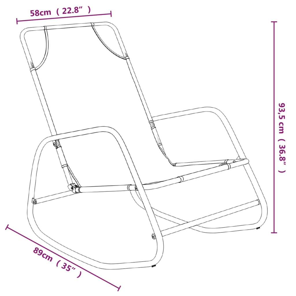 Rocking sun loungers 2 pcs steel and black textilene
