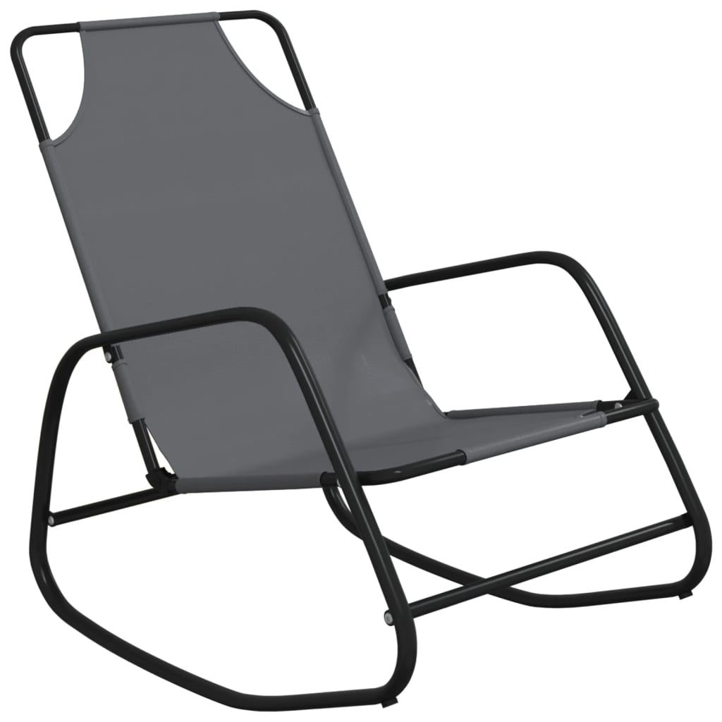 Rocking sun loungers 2 pcs steel and grey textilene