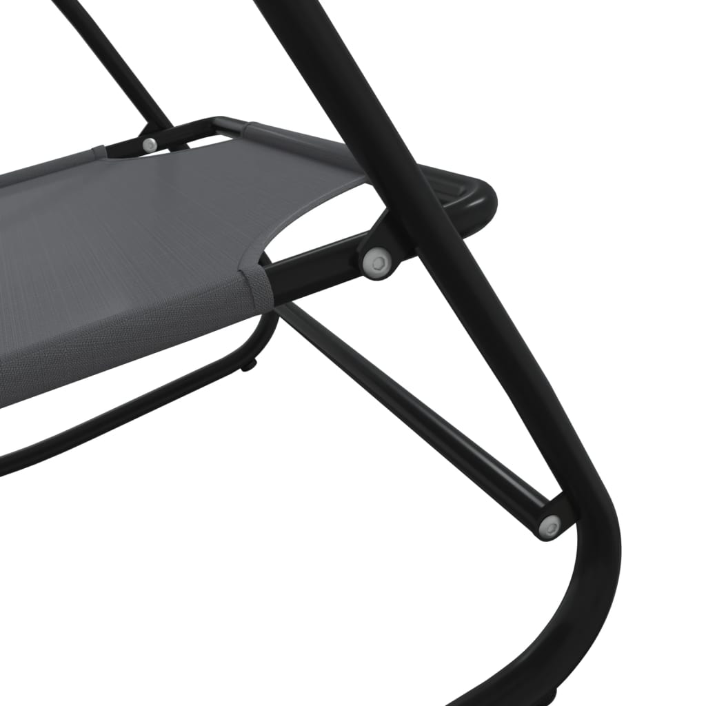 Rocking sun loungers 2 pcs steel and grey textilene