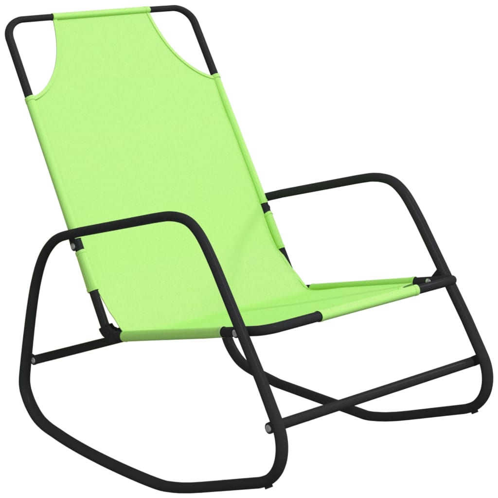 Rocking sun loungers 2 pcs steel and green textilene