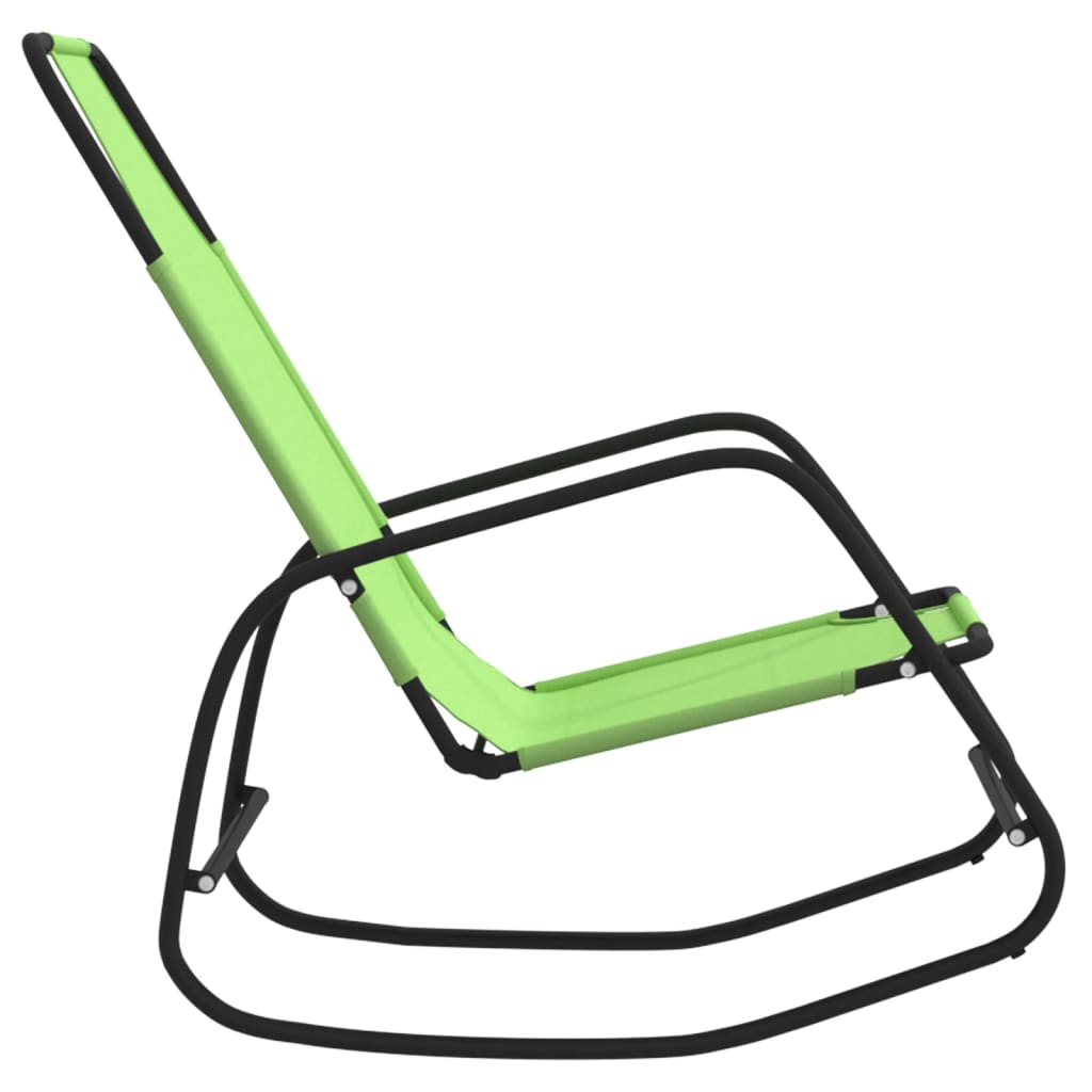 Rocking sun loungers 2 pcs steel and green textilene
