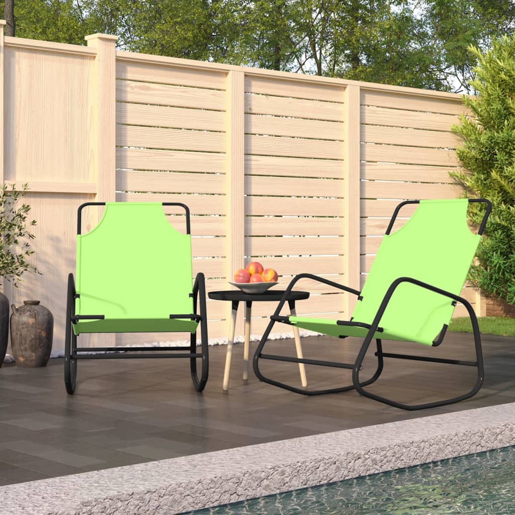 Rocking sun loungers 2 pcs steel and green textilene