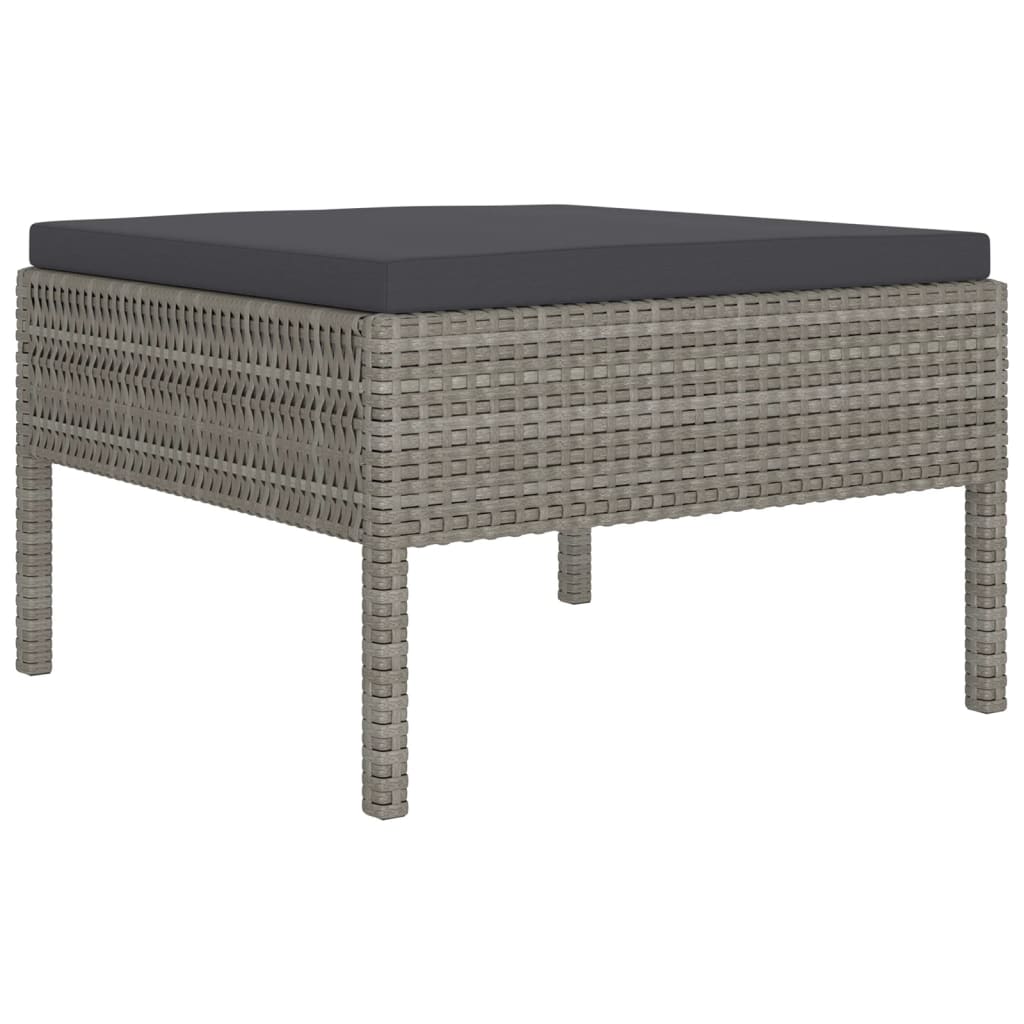 10 pcs conjunto lounge de jardim c/ almofadões vime PE cinzento