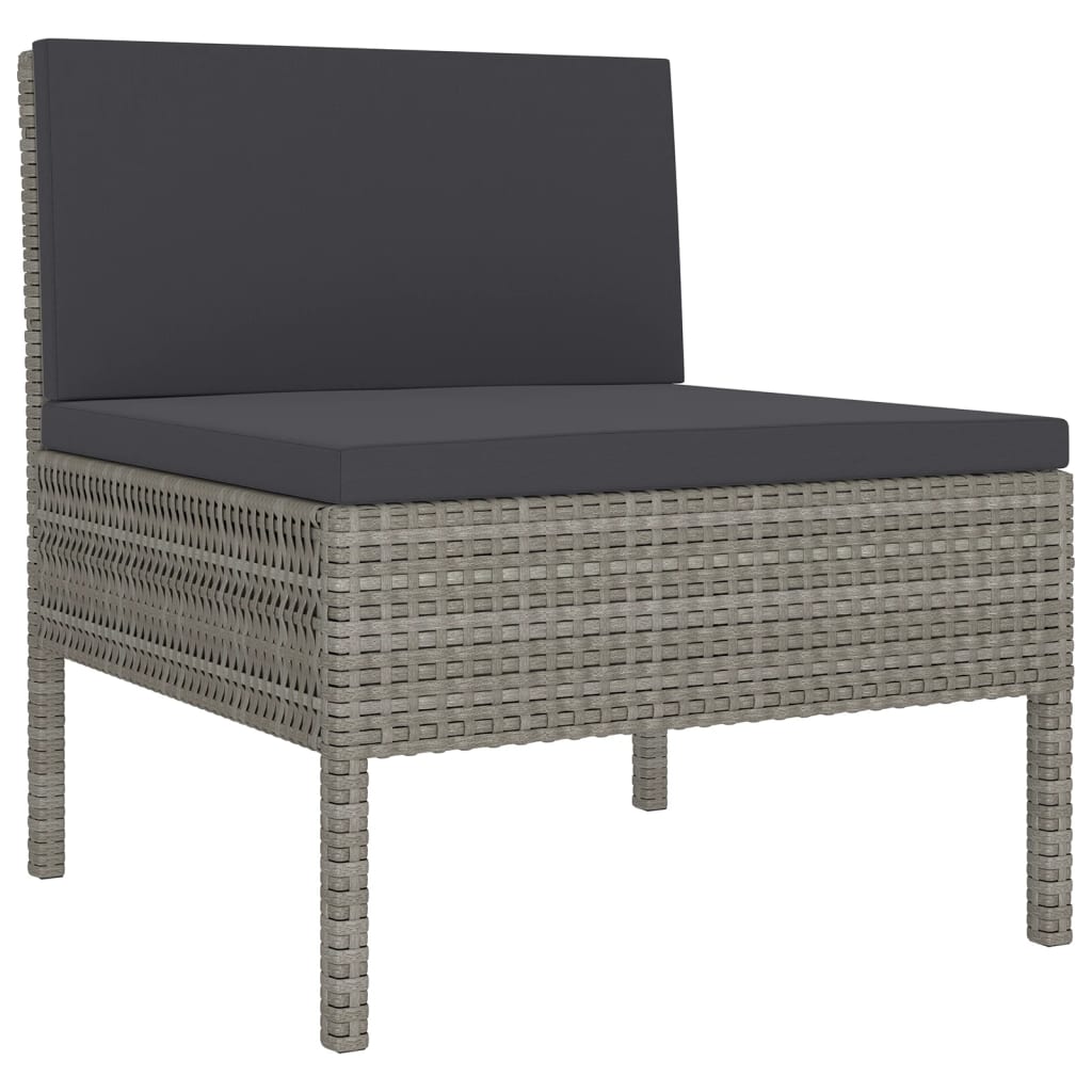 10 pcs conjunto lounge de jardim c/ almofadões vime PE cinzento