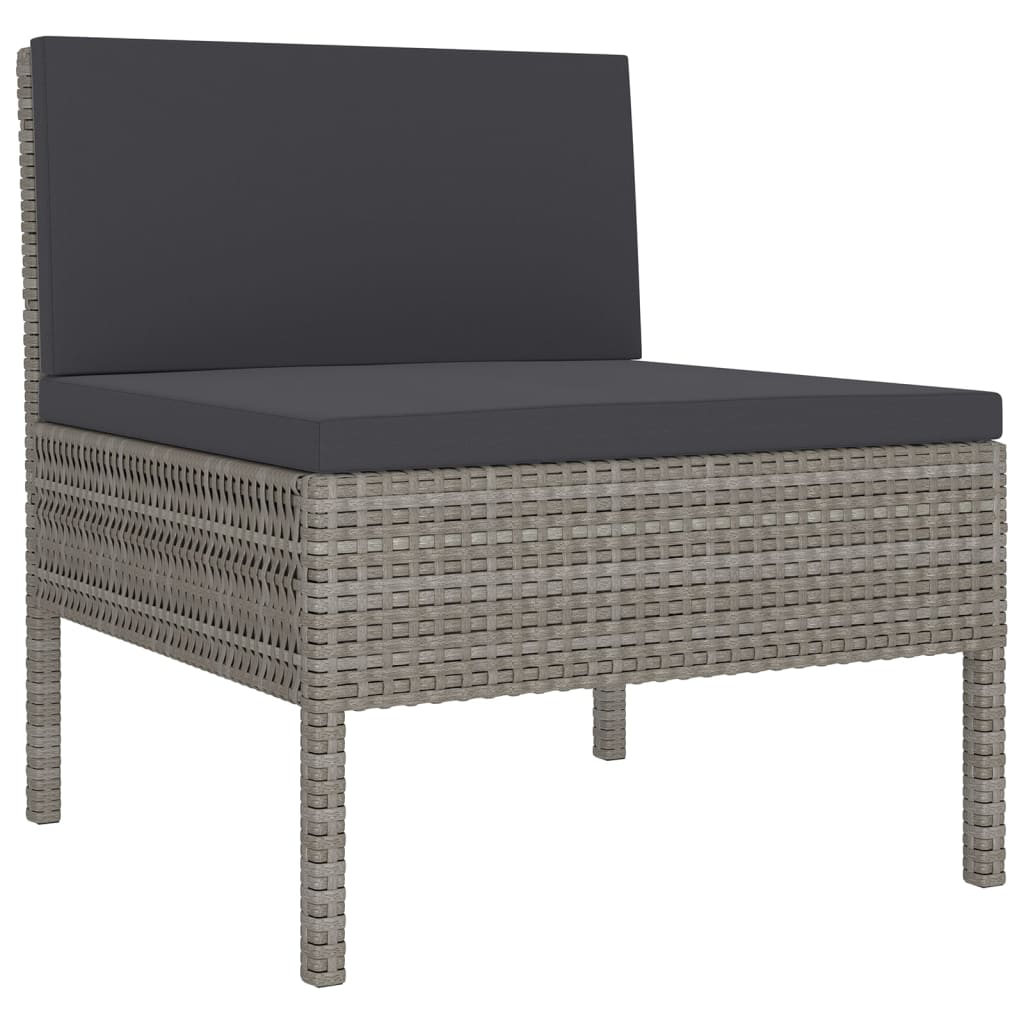 10 pcs conjunto lounge de jardim c/ almofadões vime PE cinzento