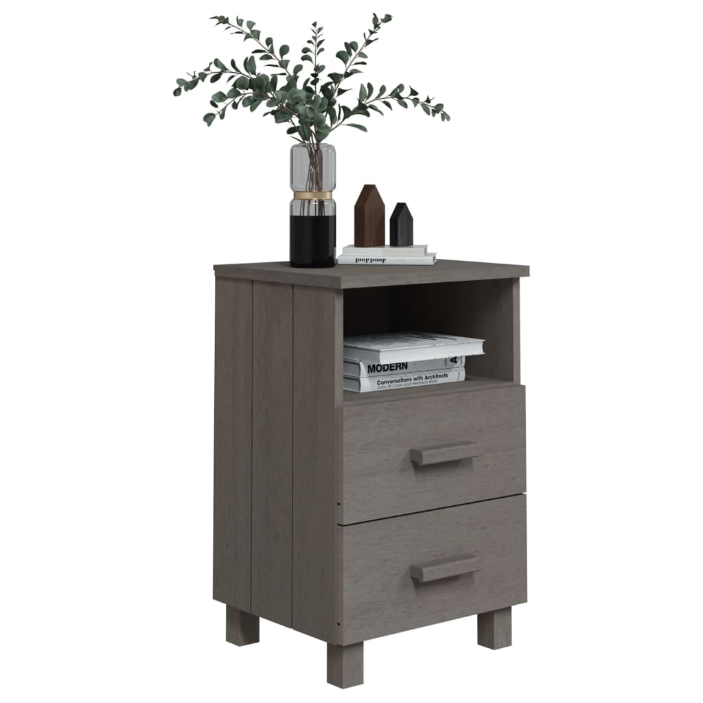 HAMAR bedside table 40x35x62 cm solid pine light grey