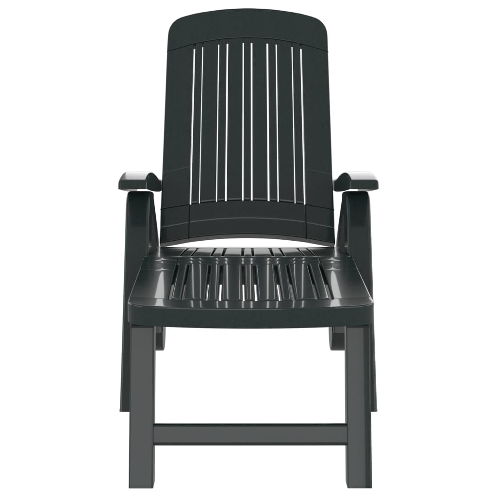 Green polypropylene folding sun lounger