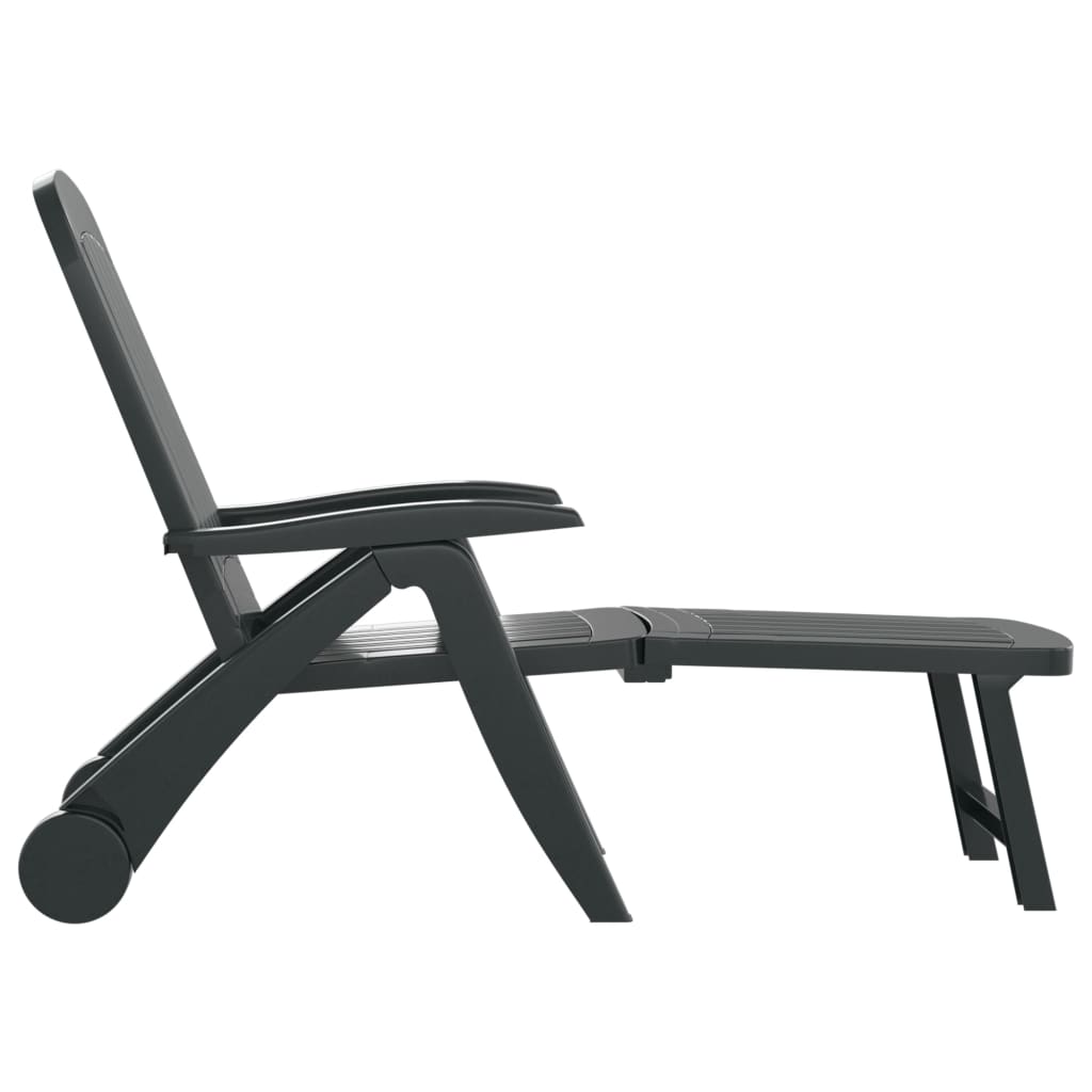 Green polypropylene folding sun lounger