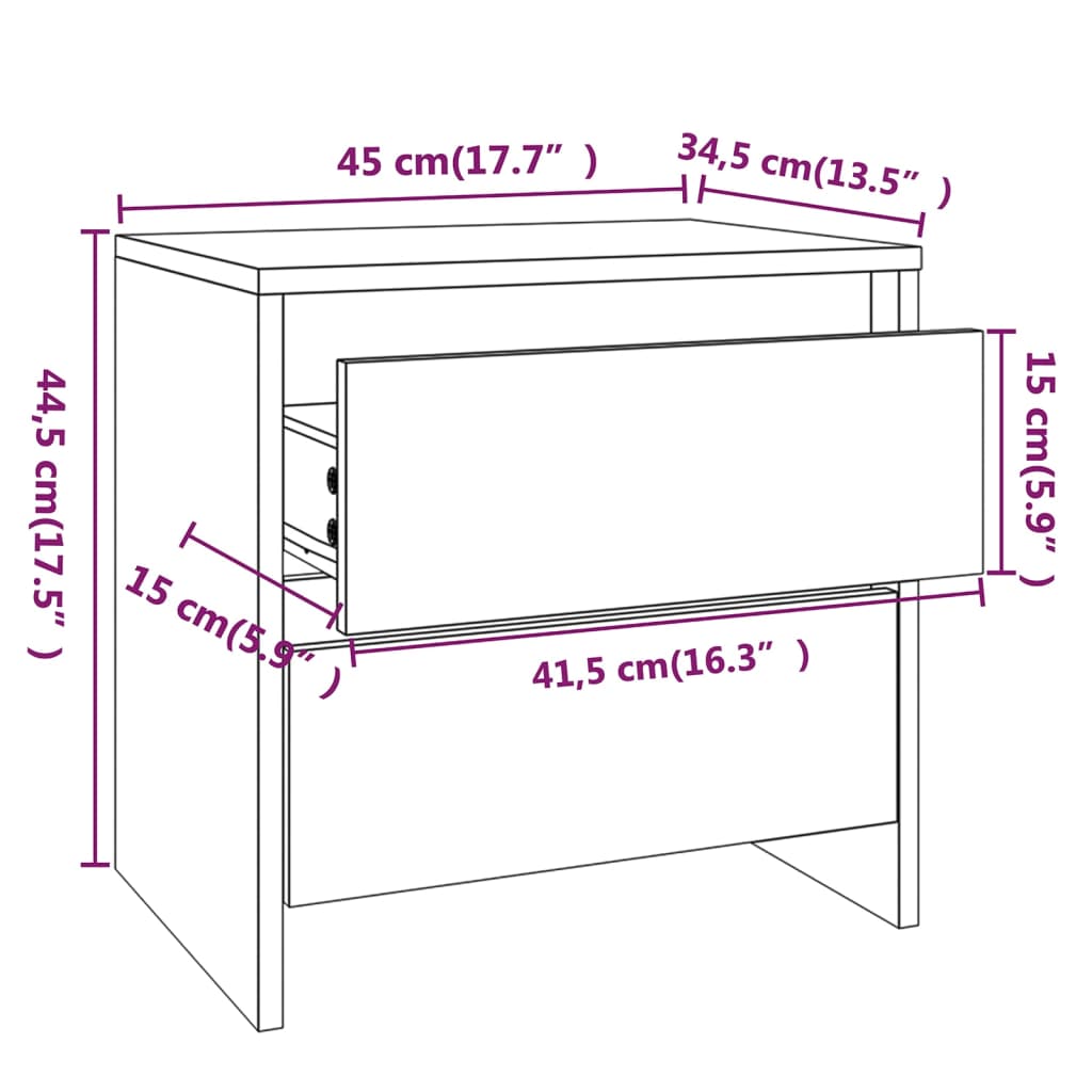 Bedside table 2 pcs made of smoked oak wood
