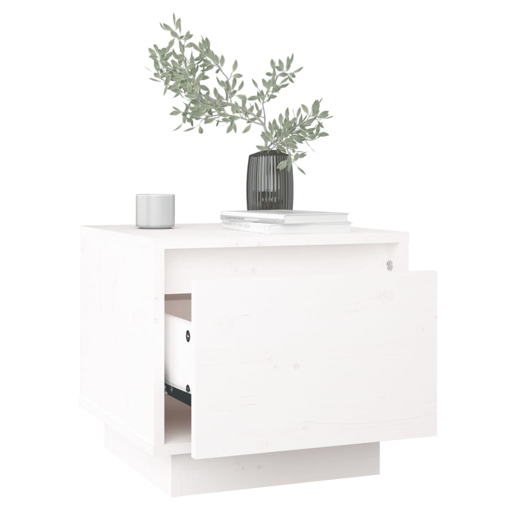 Bedside table 35x34x32 cm solid pine wood white