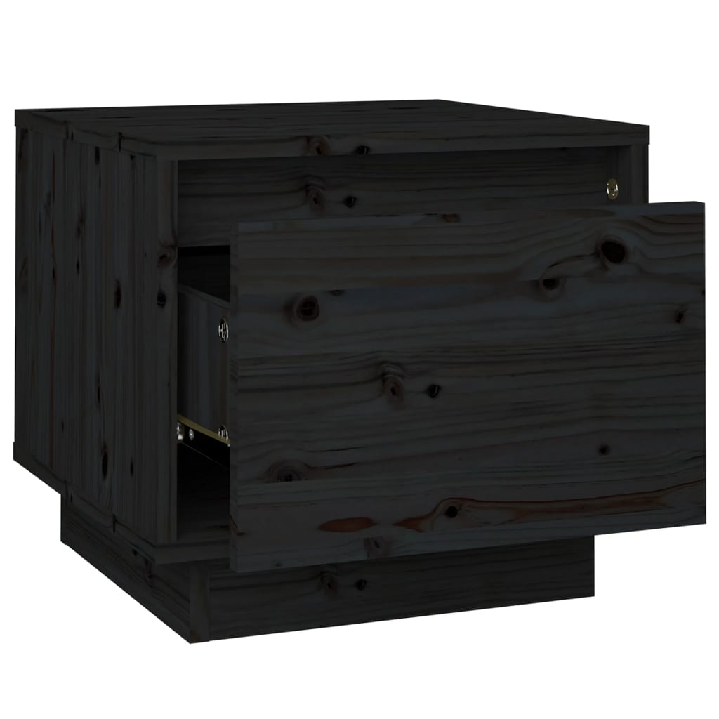 Mesa de cabeceira 35x34x32 cm madeira de pinho maciça preto