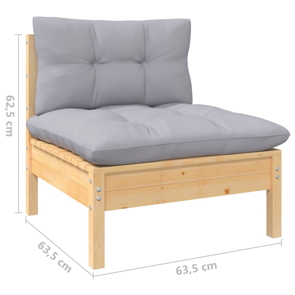 8 pcs conjunto lounge de jardim + almofadões cinza pinho
