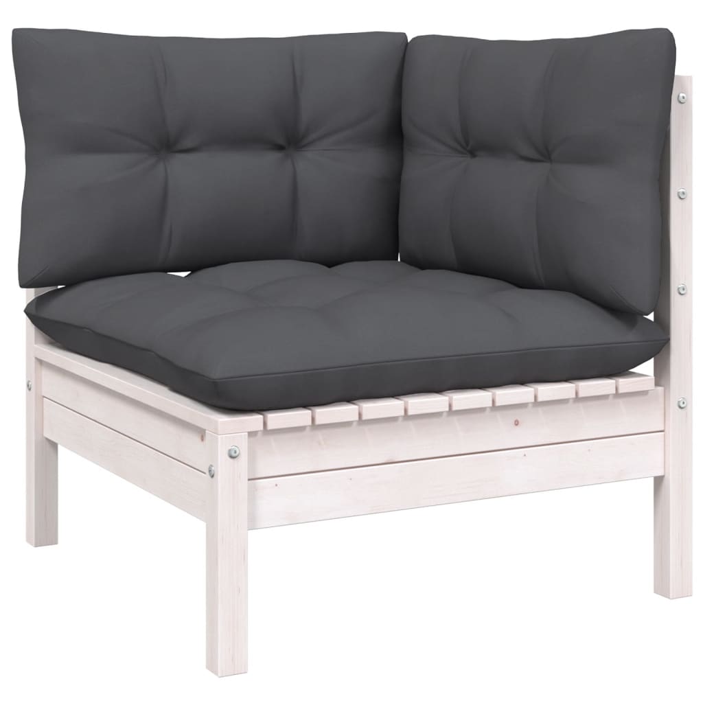 10 pcs conjunto lounge de jardim c/ almofadões pinho branco