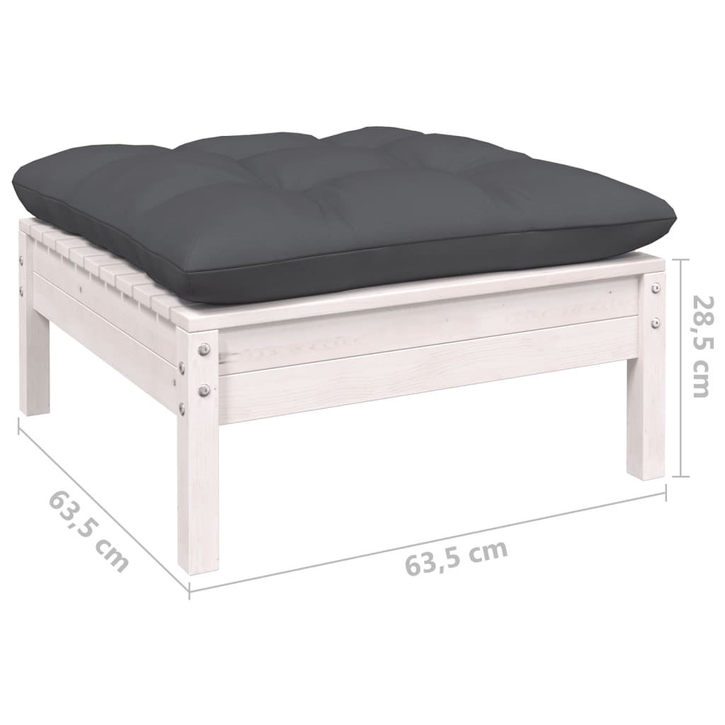 10 pcs conjunto lounge de jardim c/ almofadões pinho branco