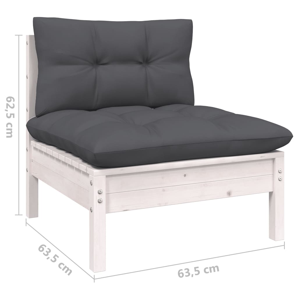 10 pcs conjunto lounge de jardim c/ almofadões pinho branco