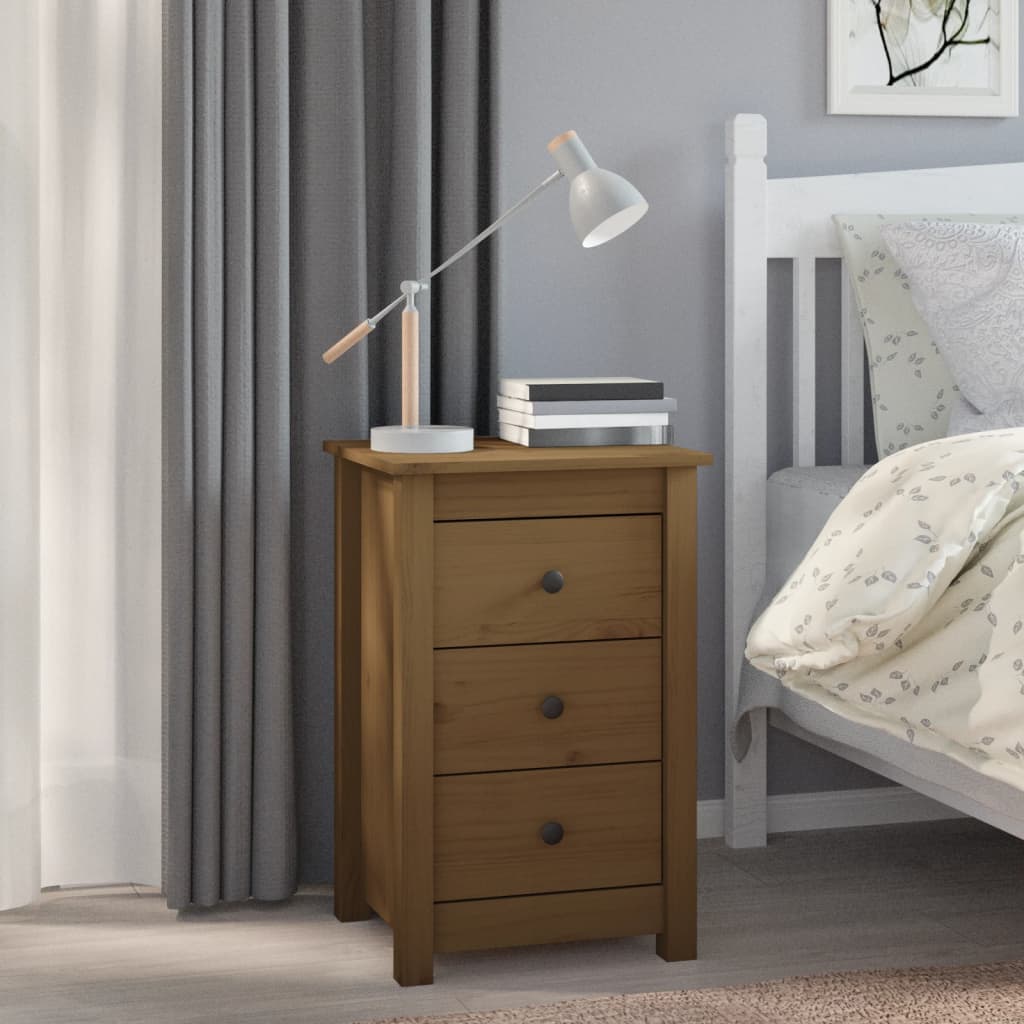 Bedside tables 2pcs 40x35x61.5 cm solid pine honey brown