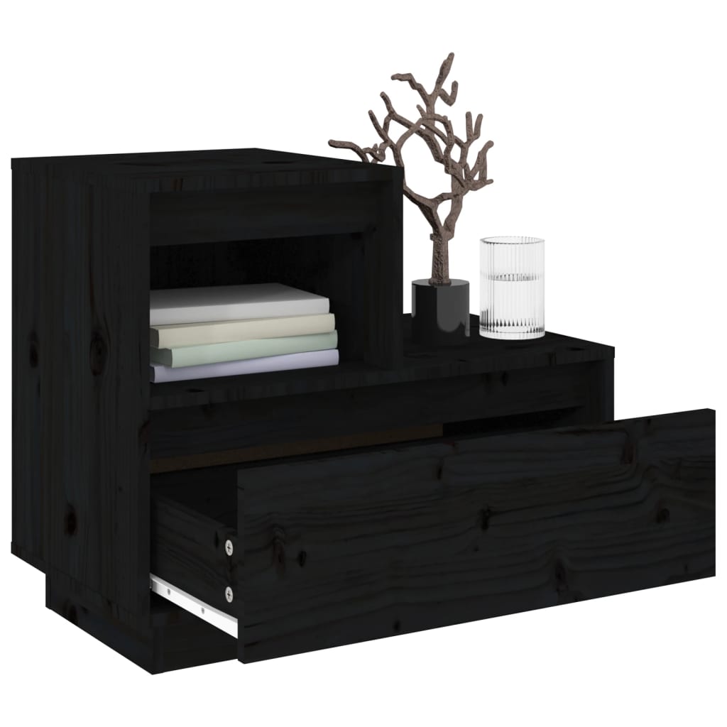 Bedside tables 2 pcs 60x34x51 cm solid pine black