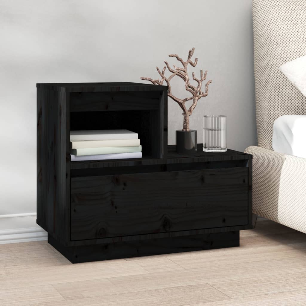 Bedside tables 2 pcs 60x34x51 cm solid pine black