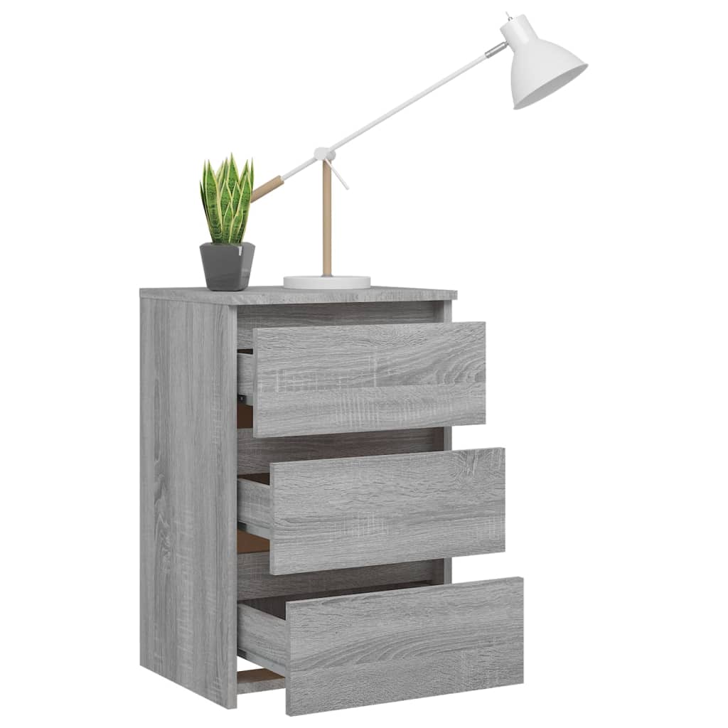 Bedside tables 2 pcs 40x35x62.5 cm wood processed Sonoma gray