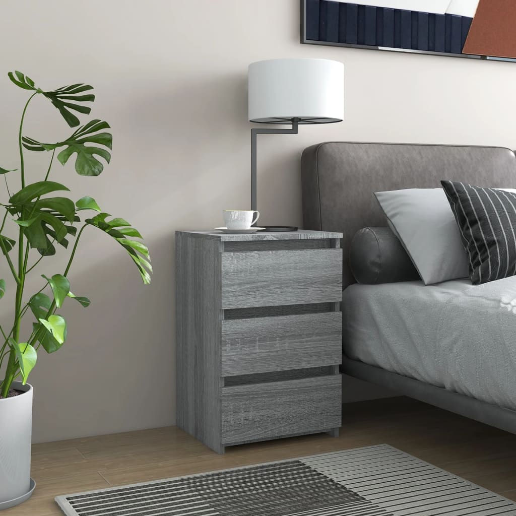 Bedside tables 2 pcs 40x35x62.5 cm wood processed Sonoma gray